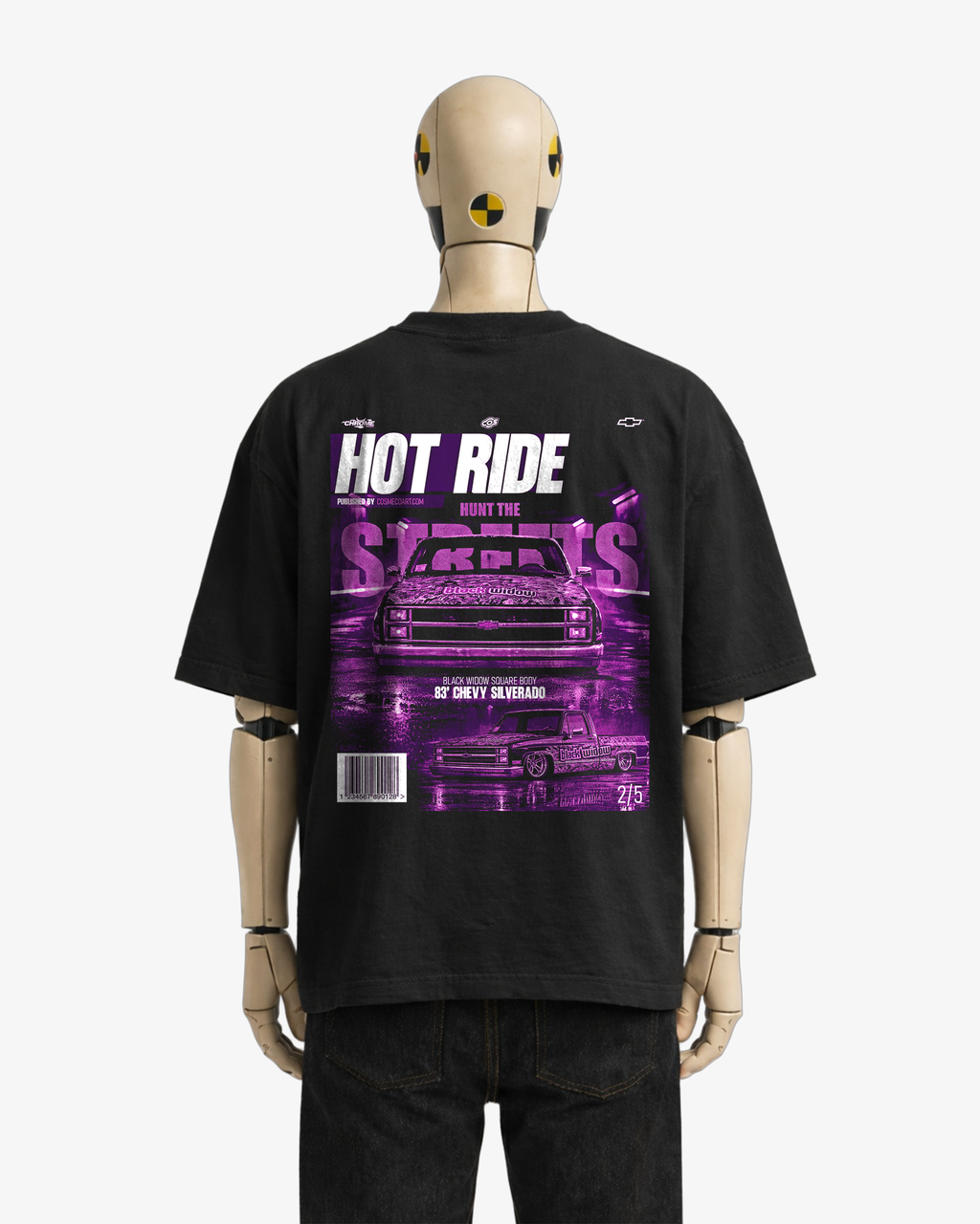 Black Widow Square Body Chevy Silverado Graphic Tee – Classic Truck Shirt – 2 of 5