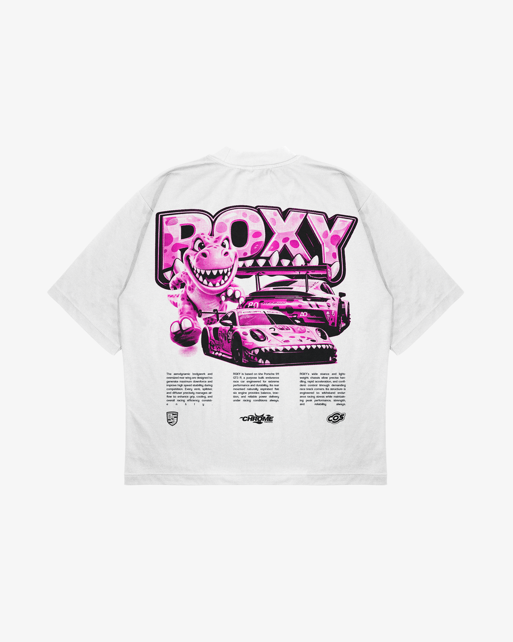 Porsche 911 GT3 R Pink Graphic Tee – Motorsport Dinosaur Streetwear Shirt